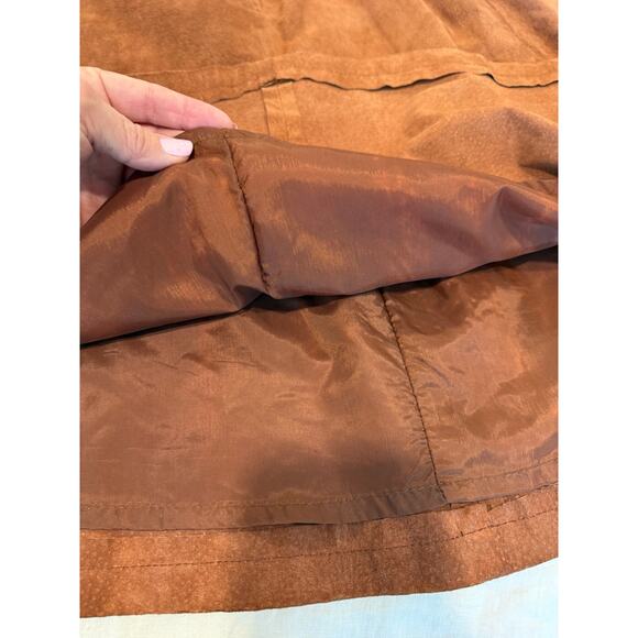 G III Leather Suede Fashions Vintage A-Line Midi Skirt Brown Women's Large - Picture 8 of 11